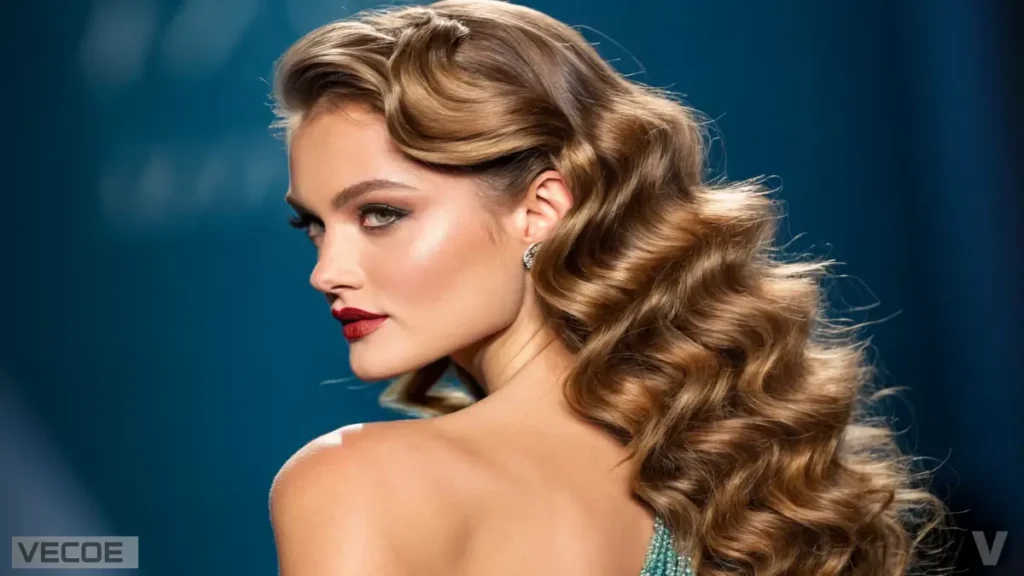 The Side-Swept Glam A Timeless Choice for Long Curly Hairstyles